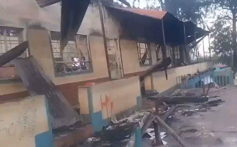 Screengrab image of classrooms destroyed at Jomo Kenyatta Boys High School.